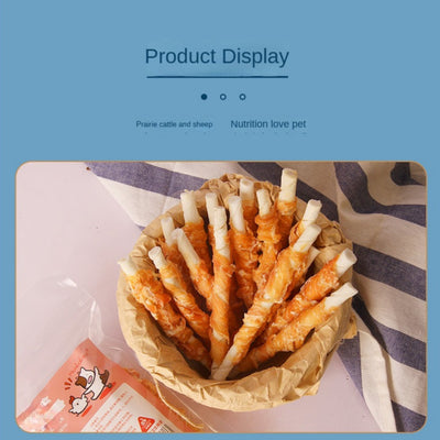 Mengbei pet dog snacks chicken teething sticks chicken wrapped cowhide one meter jerky teddy dog snacks