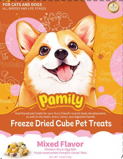 320g/11.2ozPamily Freeze Dried Cube Pet Treats Mixed Flavor for Dogs