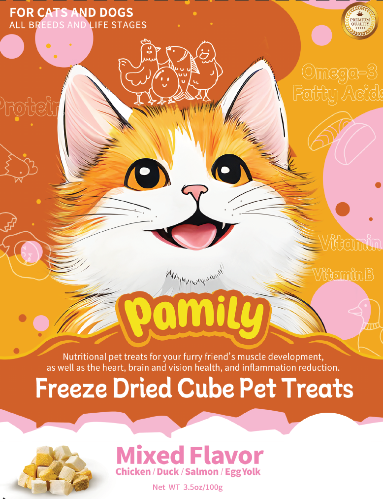 320g/11.2ozPamily Freeze Dried Cube Pet Treats Mixed Flavor for Cats & Dogs