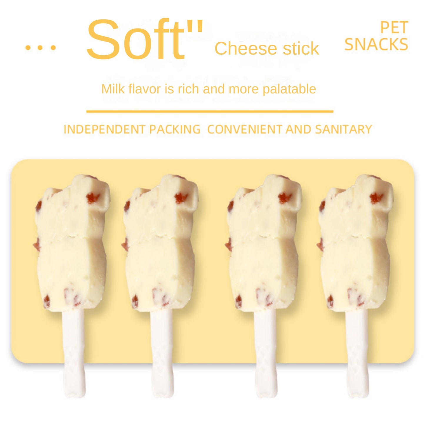 Mengbei pet interactive soft cheese sticks are packed in a whole box of calcium-containing high-plus fruit cheese dog and cat snacks